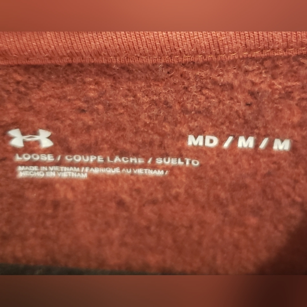 Under Armour Loose Logo Hoodie Cinnamon & Black Specs Kangaroo Pocket Sz Medium - Picture 8 of 15